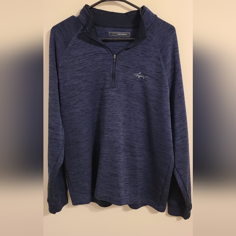 Greg Norman 1/4 Zip Heathered Navy Blue Pullover